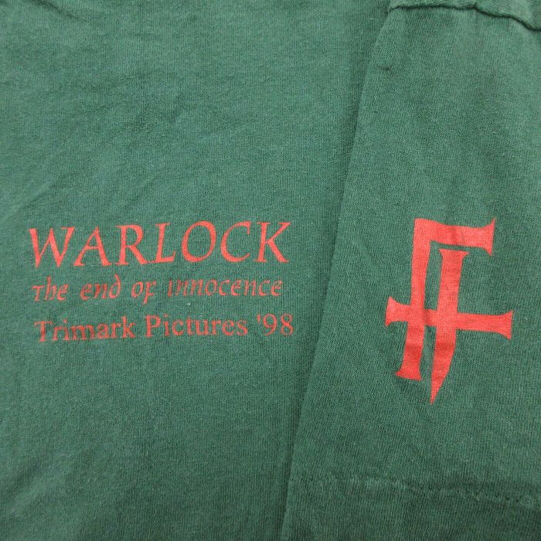 XL★古着 半袖 ビンテージ Tシャツ メンズ 90年代 90s WARLOCK 大きいサイズ コットン クルーネック アイルランド製 濃緑 グリーン 23mar22 中古 メンズのトップス(Tシャツ/カットソー(半袖/袖なし))の商品写真