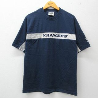 リー(Lee)のL★古着 リー Lee 半袖 ビンテージ Tシャツ メンズ 00年代 00s MLB ニューヨークヤンキース 刺繍 コットン クルーネック 紺他 ネイビー メジャーリーグ ベースボール 野球 23mar22 中古(Tシャツ/カットソー(半袖/袖なし))