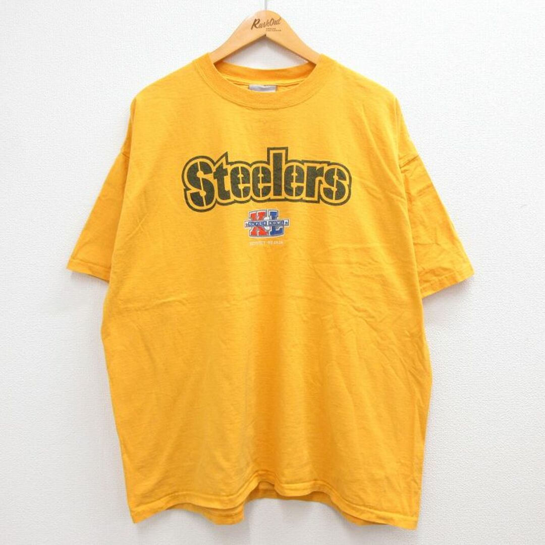 Reebok(リーボック)のXL★古着 リーボック REEBOK 半袖 ビンテージ Tシャツ メンズ 00年代 00s NFL ピッツバーグスティーラーズ 大きいサイズ クルーネック 黄色 イエロー アメフト スーパーボウル 23mar22 中古 メンズのトップス(Tシャツ/カットソー(半袖/袖なし))の商品写真