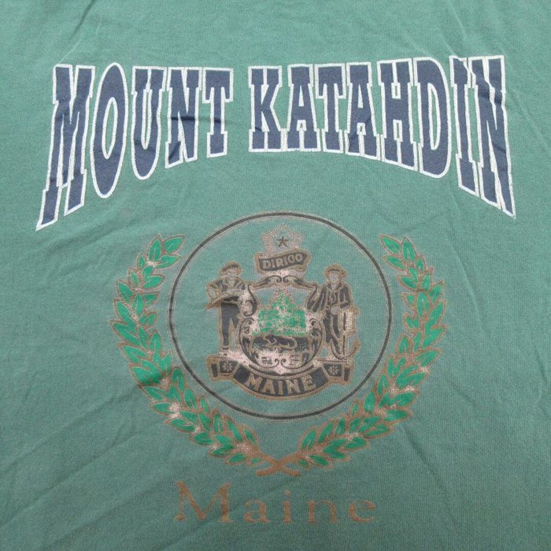 XL★古着 半袖 ビンテージ Tシャツ メンズ 00年代 00s MOUNT KATAHDIN コットン クルーネック 緑 グリーン 23mar22 中古 メンズのトップス(Tシャツ/カットソー(半袖/袖なし))の商品写真