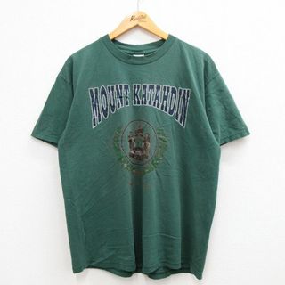 XL★古着 半袖 ビンテージ Tシャツ メンズ 00年代 00s MOUNT KATAHDIN コットン クルーネック 緑 グリーン 23mar22 中古(Tシャツ/カットソー(半袖/袖なし))