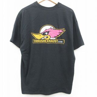 ヘインズ(Hanes)のXL★古着 ヘインズ Hanes 半袖 ビンテージ Tシャツ メンズ 00年代 00s Thnush 鳥 クルーネック 黒 ブラック 23mar22 中古(Tシャツ/カットソー(半袖/袖なし))