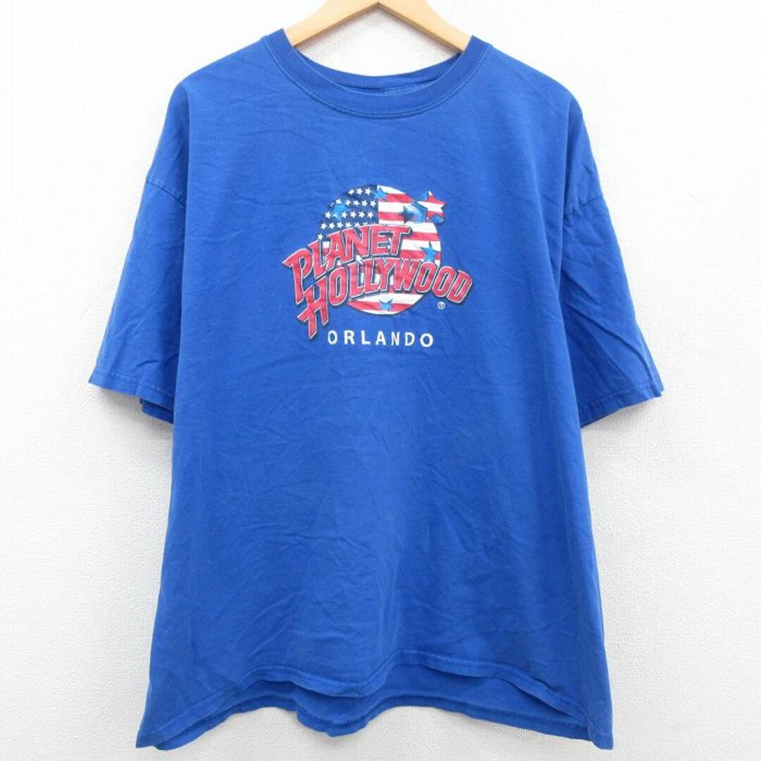 XL★古着 半袖 ビンテージ Tシャツ メンズ 00年代 00s プラネットハリウッド オーランド 大きいサイズ コットン クルーネック 青 ブルー 23mar22 中古 メンズのトップス(Tシャツ/カットソー(半袖/袖なし))の商品写真