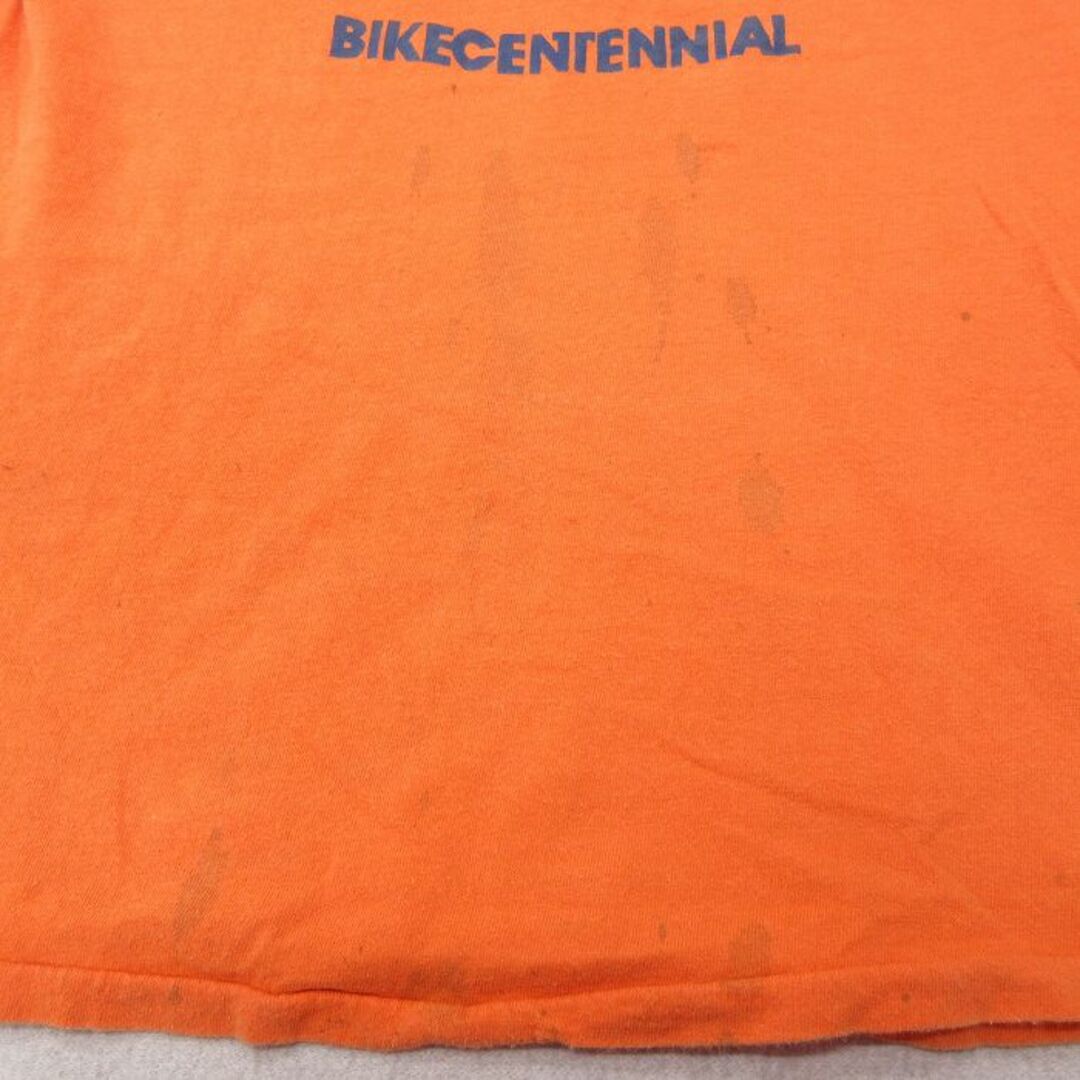 M★古着 半袖 ビンテージ Tシャツ メンズ 70年代 70s BIKECENTENNIAC コットン クルーネック オレンジ 【spe】 23mar22 中古 メンズのトップス(Tシャツ/カットソー(半袖/袖なし))の商品写真