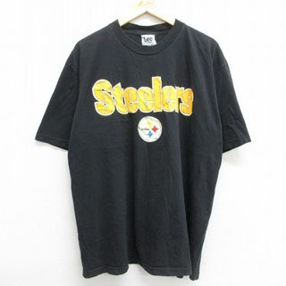 リー(Lee)のXL★古着 リー Lee 半袖 ビンテージ Tシャツ メンズ 00年代 00s NFL ピッツバーグスティーラーズ 大きいサイズ コットン クルーネック 黒 ブラック アメフト スーパーボウル 23mar22 中古(Tシャツ/カットソー(半袖/袖なし))