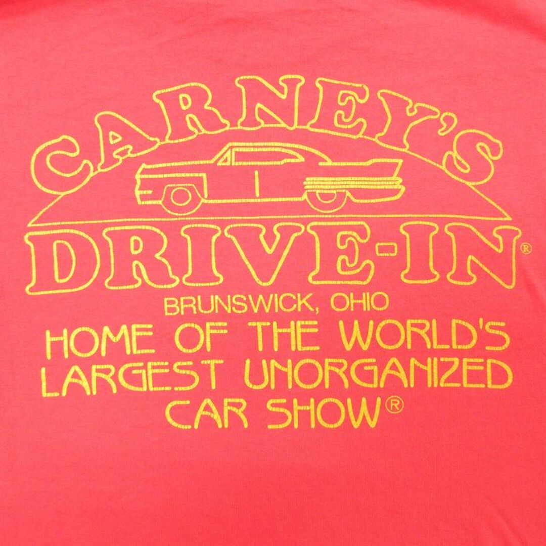 L★古着 半袖 ビンテージ Tシャツ メンズ 80年代 80s 車 カーニーズ ドライブ クルーネック 赤 レッド 23mar23 中古 メンズのトップス(Tシャツ/カットソー(半袖/袖なし))の商品写真