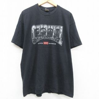 リーバイス(Levi's)のXL★古着 リーバイス 半袖 ビンテージ Tシャツ メンズ 90年代 90s ORIGINAL ロゴ 大きいサイズ コットン クルーネック USA製 黒 ブラック 【spe】 23mar24 中古(Tシャツ/カットソー(半袖/袖なし))