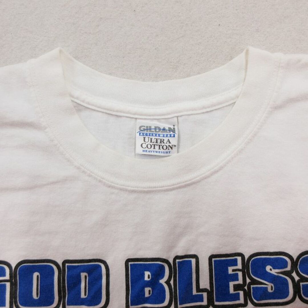 XL★古着 半袖 ビンテージ Tシャツ メンズ 00年代 00s GOD BLESS AMERICA 星条旗 大きいサイズ コットン クルーネック 白 ホワイト 23mar28 中古 メンズのトップス(Tシャツ/カットソー(半袖/袖なし))の商品写真