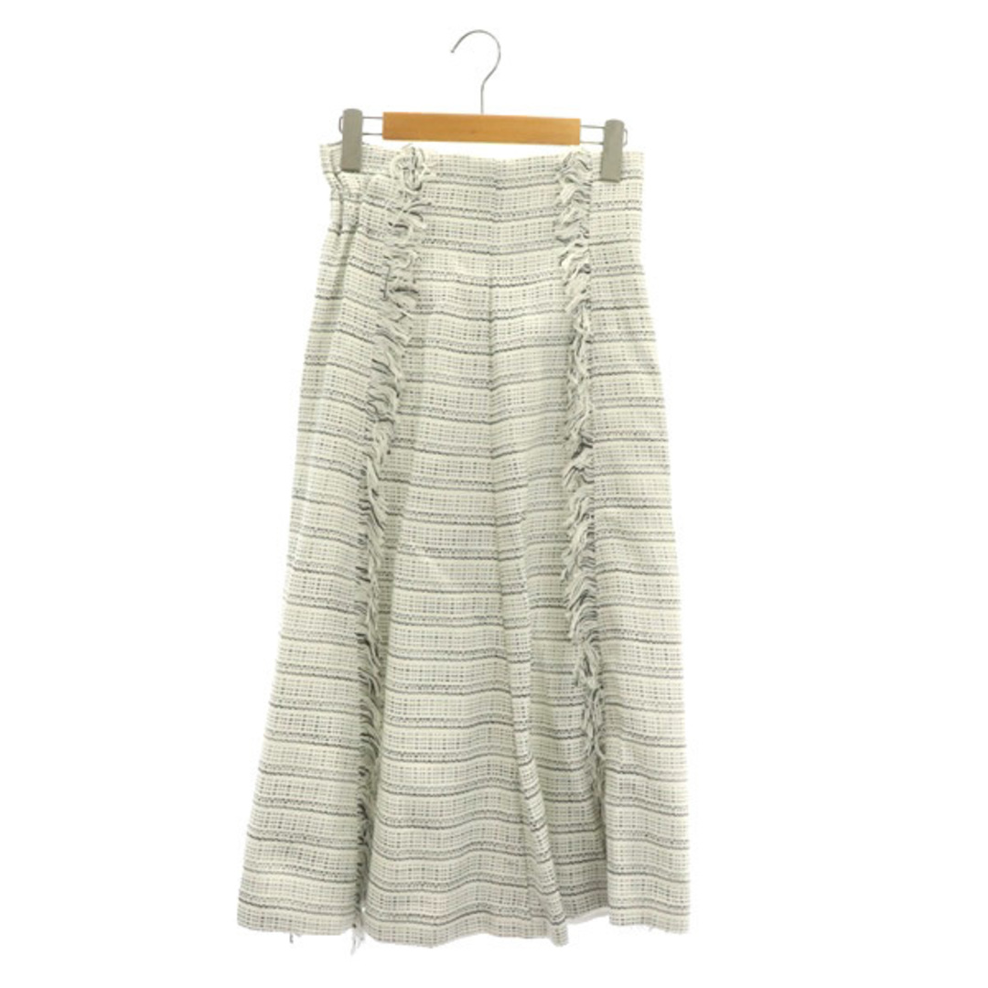 SNIDEL(スナイデル)のスナイデル 23SS ツイードフリンジスカート ロング フレア 0 白 ホワイト レディースのスカート(ロングスカート)の商品写真