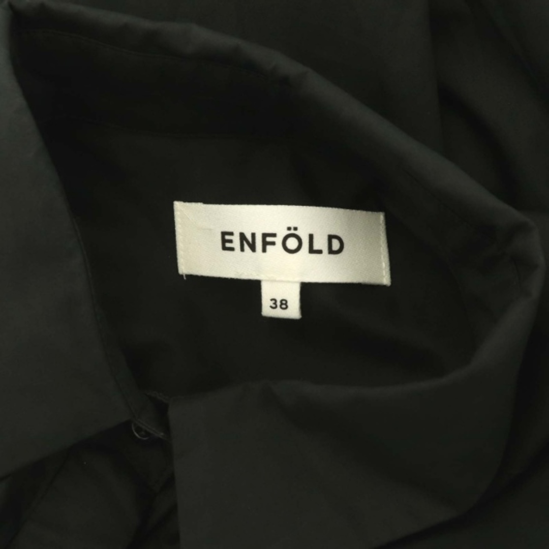 ENFOLD(エンフォルド)のエンフォルド ウエストギャザー シャツワンピース ひざ丈 長袖 38 黒 レディースのワンピース(ひざ丈ワンピース)の商品写真