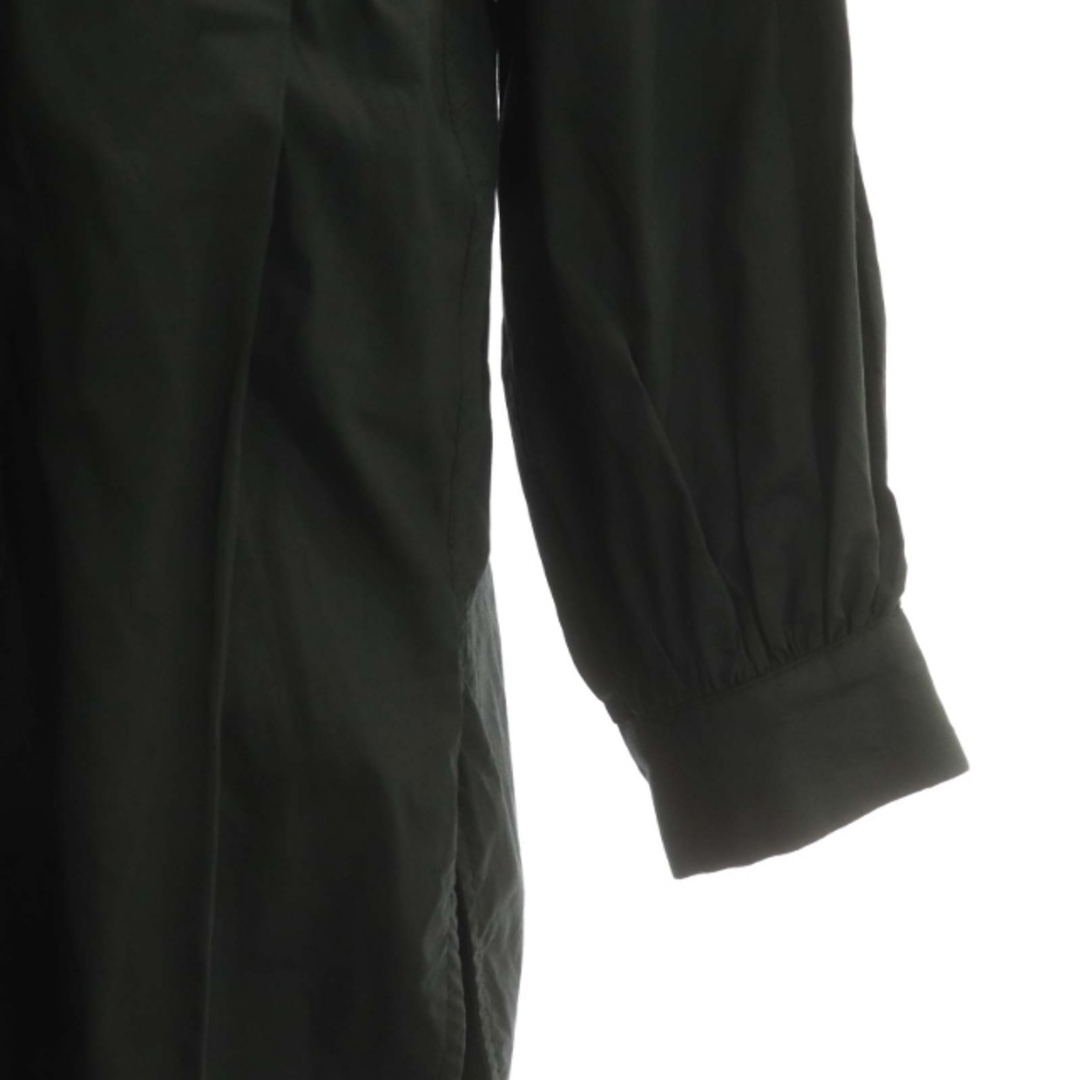 ENFOLD(エンフォルド)のエンフォルド ウエストギャザー シャツワンピース ひざ丈 長袖 38 黒 レディースのワンピース(ひざ丈ワンピース)の商品写真