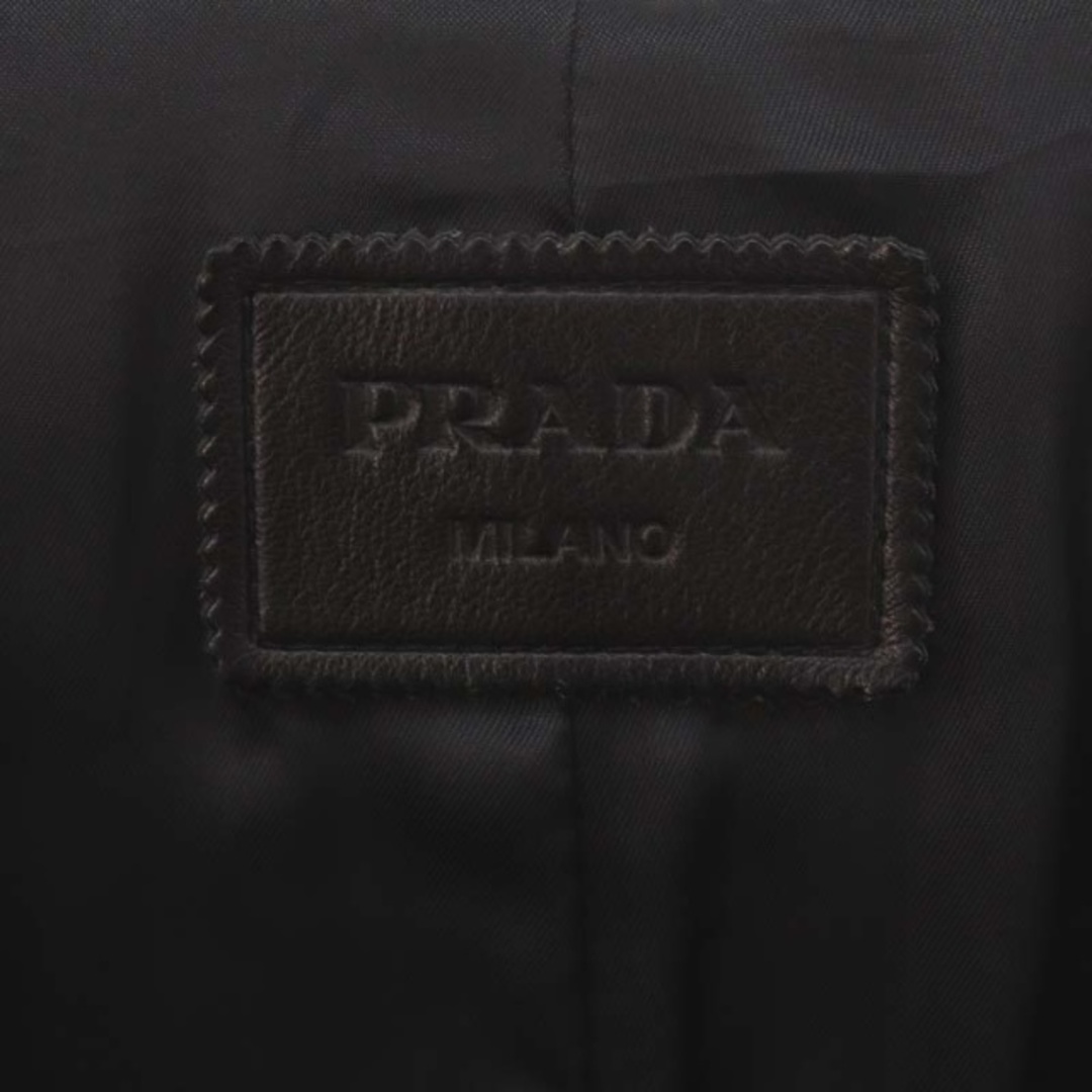 PRADA(プラダ)のプラダ ラムレザー2Bテーラードジャケット 総裏地 46 黒 /MI ■OS メンズのジャケット/アウター(テーラードジャケット)の商品写真