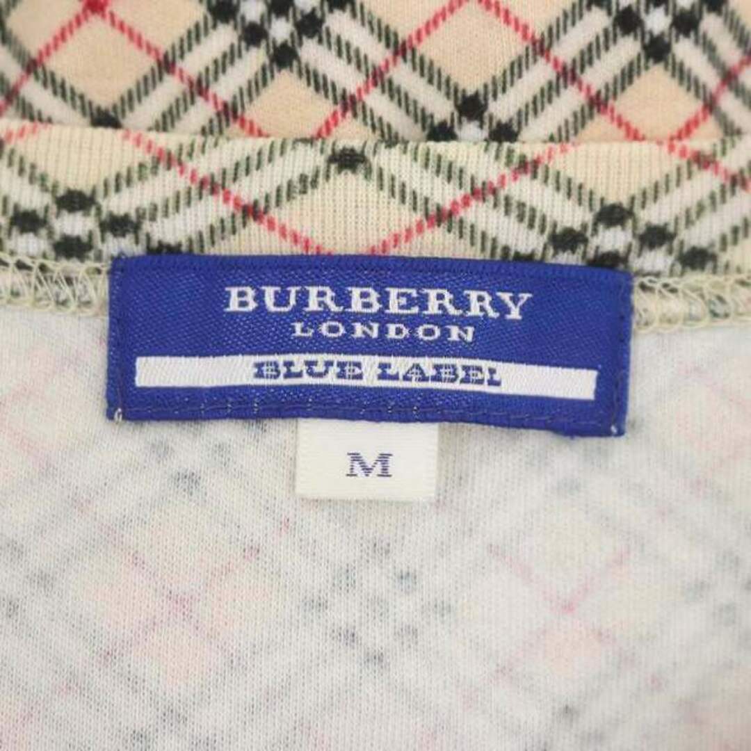 BURBERRY BLUE LABEL(バーバリーブルーレーベル)のバーバリーブルーレーベル 七分袖チェックトップス カットソー M ベージュ 黒 レディースのトップス(その他)の商品写真