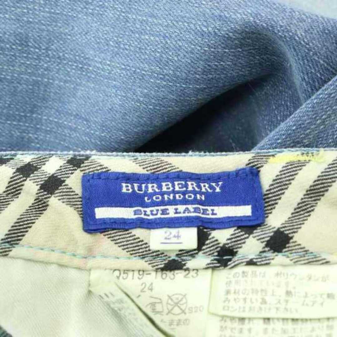 BURBERRY BLUE LABEL(バーバリーブルーレーベル)のバーバリーブルーレーベル ロールアップデニムストレートパンツ 24 XS 青 レディースのパンツ(デニム/ジーンズ)の商品写真