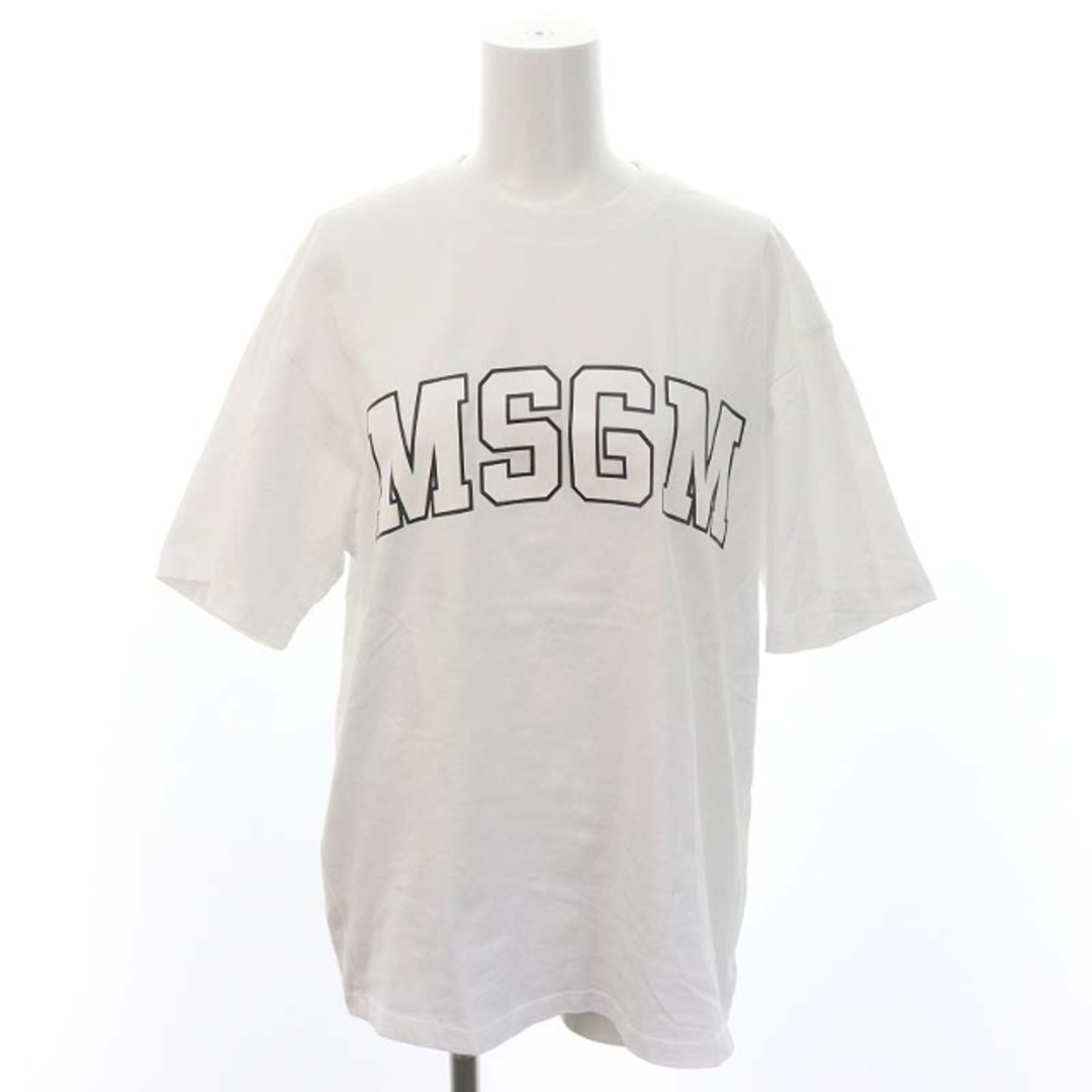 MSGM(エムエスジイエム)のエムエスジーエム ロゴ Tシャツ オーバーサイズ コットン 半袖 XS 白 レディースのトップス(Tシャツ(半袖/袖なし))の商品写真