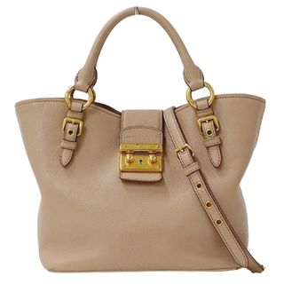 miumiu - ミュウミュウ MIUMIU バッグ レディース ブランド ハンドバッグ ショルダーバッグ 2way レザー ピンクベージュ 斜め掛け おしゃれ かわいい 【中古】