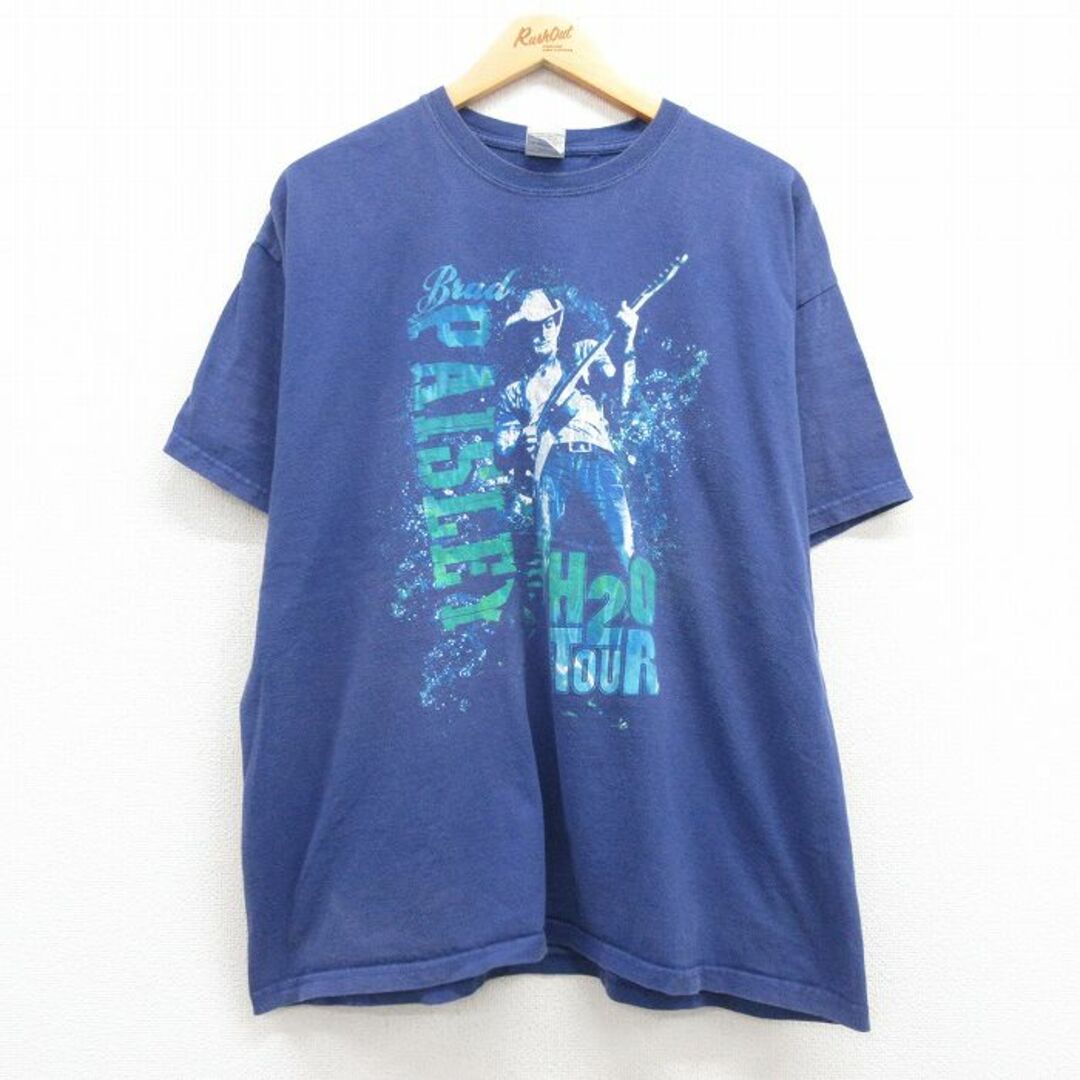 XL★古着 半袖 ビンテージ ロック バンド Tシャツ メンズ 00年代 00s ブラッドペイズリー コットン クルーネック 青 ブルー 23mar16 中古 メンズのトップス(Tシャツ/カットソー(半袖/袖なし))の商品写真