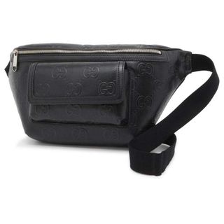 グッチ(Gucci)のグッチ ボディバッグ GGエンボス ベルトバッグ レザー 645093 GUCCI バッグ ウエストバッグ 黒(ボディーバッグ)