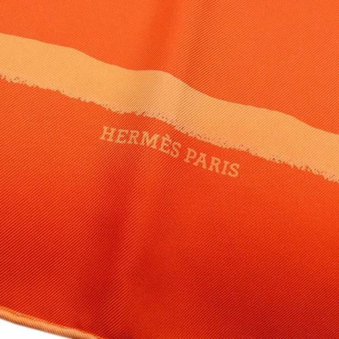 Hermes(エルメス)の極美品 エルメス スカーフ HERMES シルク100％ カレ90 ボーダー柄 オレンジ コーラル レディース 002185S OJ10095 レディースのファッション小物(バンダナ/スカーフ)の商品写真