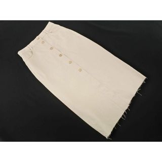 ザラ(ZARA)のZARA ザラ カットオフ フロントボタン ロング デニムスカート sizeS/アイボリー ■◇ レディース(ロングスカート)