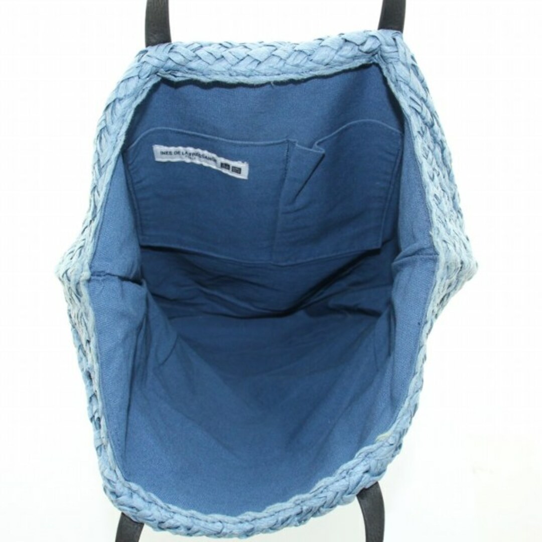 UNIQLO(ユニクロ)のユニクロ UNIQLO クロシェトートバッグ ハンドバッグ かごバッグ 水色 レディースのバッグ(トートバッグ)の商品写真