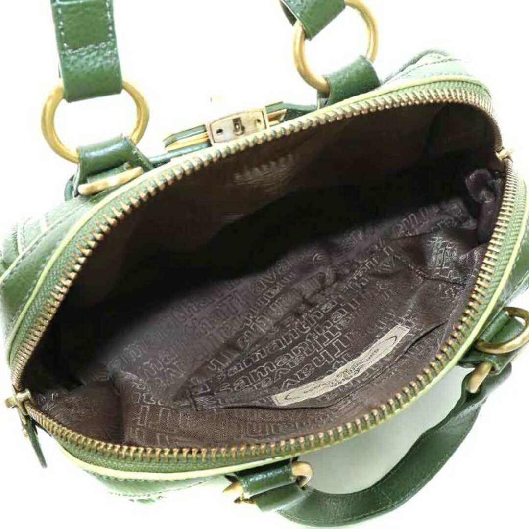 Samantha Thavasa(サマンサタバサ)のサマンサタバサ ハンドバッグ ボストンバッグ フェイクレザー 緑 グリーン レディースのバッグ(ハンドバッグ)の商品写真