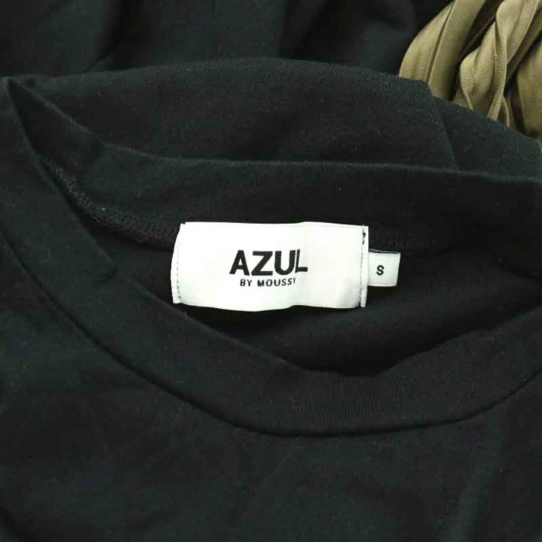 AZUL by moussy(アズールバイマウジー)のアズールバイマウジー プリーツドッキングワンピース ロング S 黒 カーキ レディースのワンピース(ロングワンピース/マキシワンピース)の商品写真