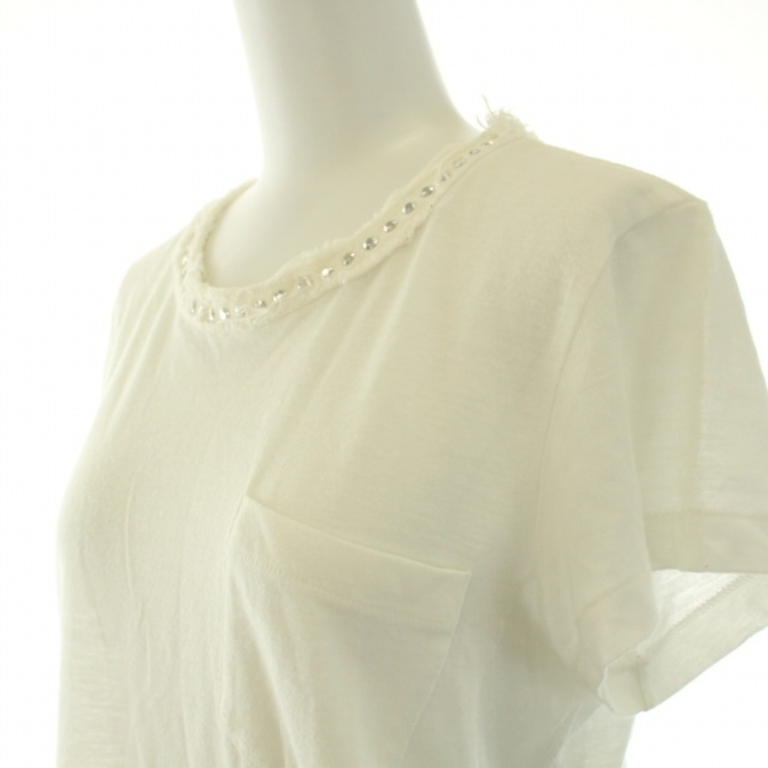 sacai luck(サカイラック)のサカイラック Tシャツ カットソー 半袖 クルーネック スタッズ 2 M 白 レディースのトップス(Tシャツ(半袖/袖なし))の商品写真