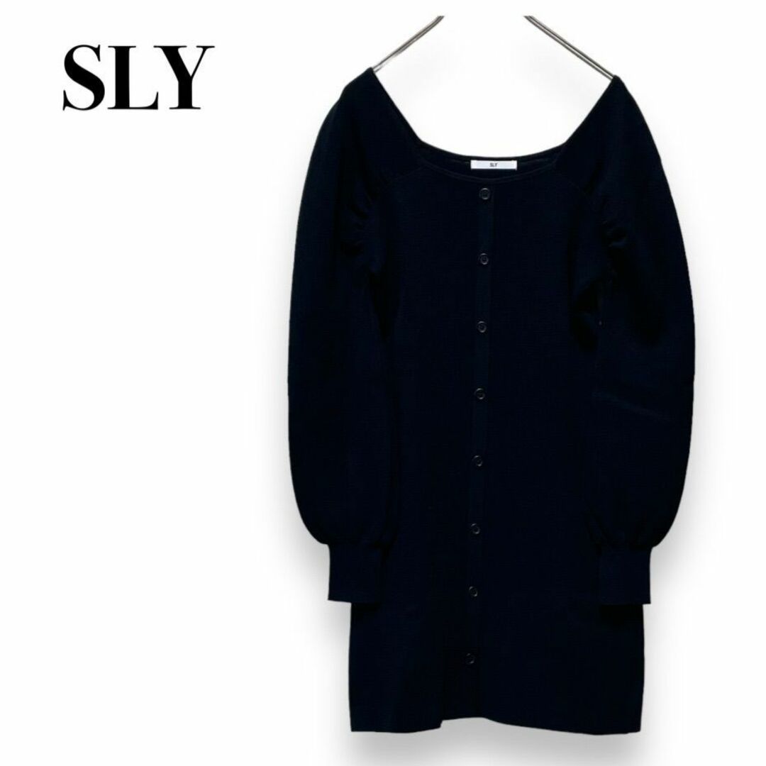 SLY(スライ)の【古着】SLY　フロントボタンミニワンピース　レーヨン混　ミラノリブ レディースのワンピース(ミニワンピース)の商品写真