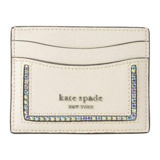 ケイトスペードニューヨーク(kate spade new york)の新品 ケイトスペード kate spade カードケース CRYSTAL INLAY CARD HOLDER パーチメント(名刺入れ/定期入れ)