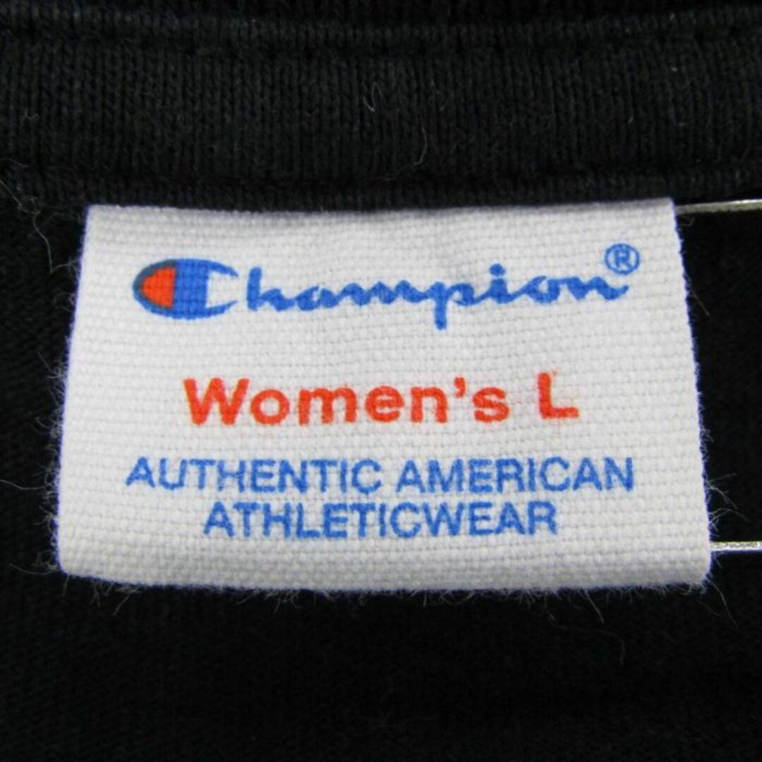 Champion(チャンピオン)のチャンピオン 長袖Tシャツ ロゴT スポーツウエア コットン100% レディース Lサイズ ブラック Champion レディースのトップス(Tシャツ(長袖/七分))の商品写真