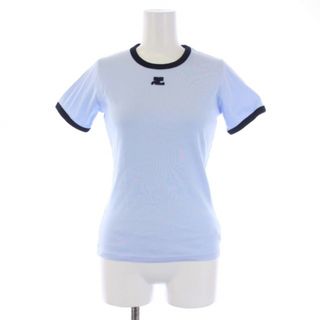 Courreges - クレージュ Tシャツ カットソー 半袖 クルーネック ロゴ S 水色 紺