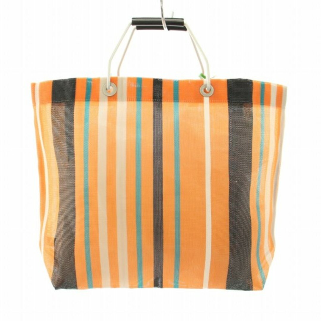 Marni(マルニ)のマルニ フラワーカフェトートバッグ ハンドバッグ マルチストライプ オレンジ 黒 レディースのバッグ(トートバッグ)の商品写真
