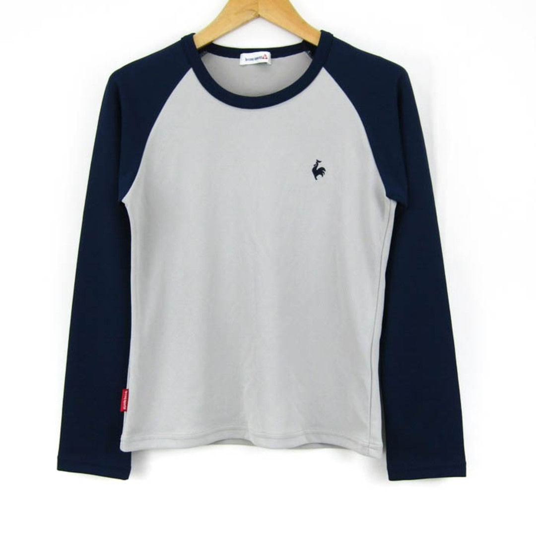 le coq sportif(ルコックスポルティフ)のルコックスポルティフ 長袖Tシャツ ラグランT ワンポイントロゴ スポーツウエア レディース Mサイズ グレー×紺 le coq sportif レディースのトップス(Tシャツ(長袖/七分))の商品写真