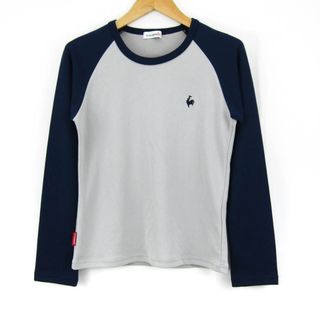 ルコックスポルティフ(le coq sportif)のルコックスポルティフ 長袖Tシャツ ラグランT ワンポイントロゴ スポーツウエア レディース Mサイズ グレー×紺 le coq sportif(Tシャツ(長袖/七分))