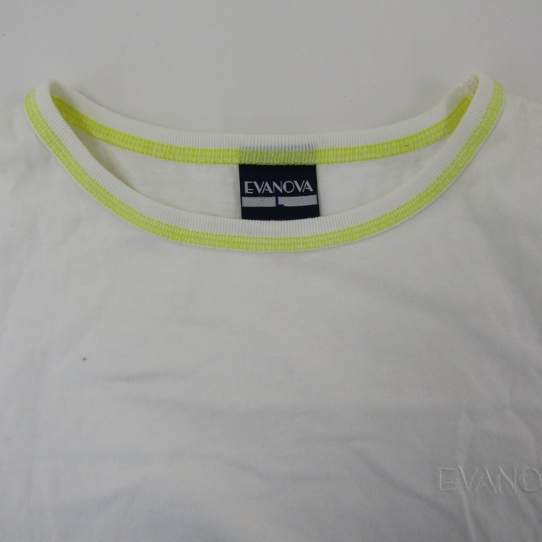 エバノバ 半袖Tシャツ チェック柄 クラビオン ミズノ 日本製 レディース Lサイズ ホワイト×イエロー EVANOVA レディースのトップス(Tシャツ(半袖/袖なし))の商品写真