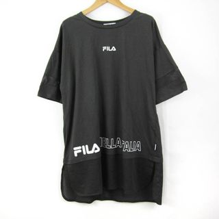 FILA - フィラ 半袖Tシャツ チュニック メッシュ スポーツウエア 大きいサイズ レディース LLサイズ ダークグレー FILA