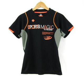 デサント 半袖Tシャツ ロゴＴ メッシュ スポーツウエア レディース Mサイズ ブラック×オレンジ DESCENTE(Tシャツ(半袖/袖なし))