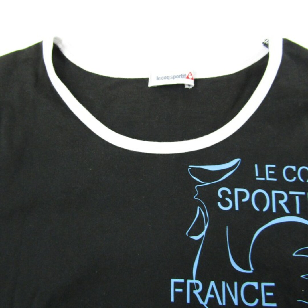 le coq sportif(ルコックスポルティフ)のルコックスポルティフ 半袖Tシャツ ロゴＴ スポーツウエア レディース Lサイズ ブラック×ブルー le coq sportif レディースのトップス(Tシャツ(半袖/袖なし))の商品写真