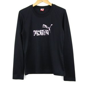 プーマ(PUMA)のプーマ 長袖Tシャツ ロゴT スポーツウエア レディース Mサイズ 黒×ピンク PUMA(Tシャツ(長袖/七分))