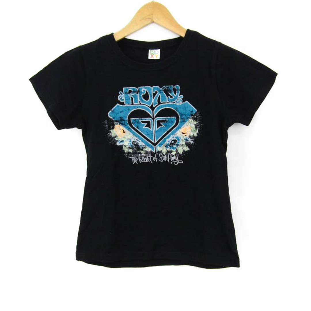 Roxy(ロキシー)のロキシー 半袖Tシャツ ロゴT 花柄 スポーツウエア レディース Mサイズ ブラック ROXY レディースのトップス(Tシャツ(半袖/袖なし))の商品写真