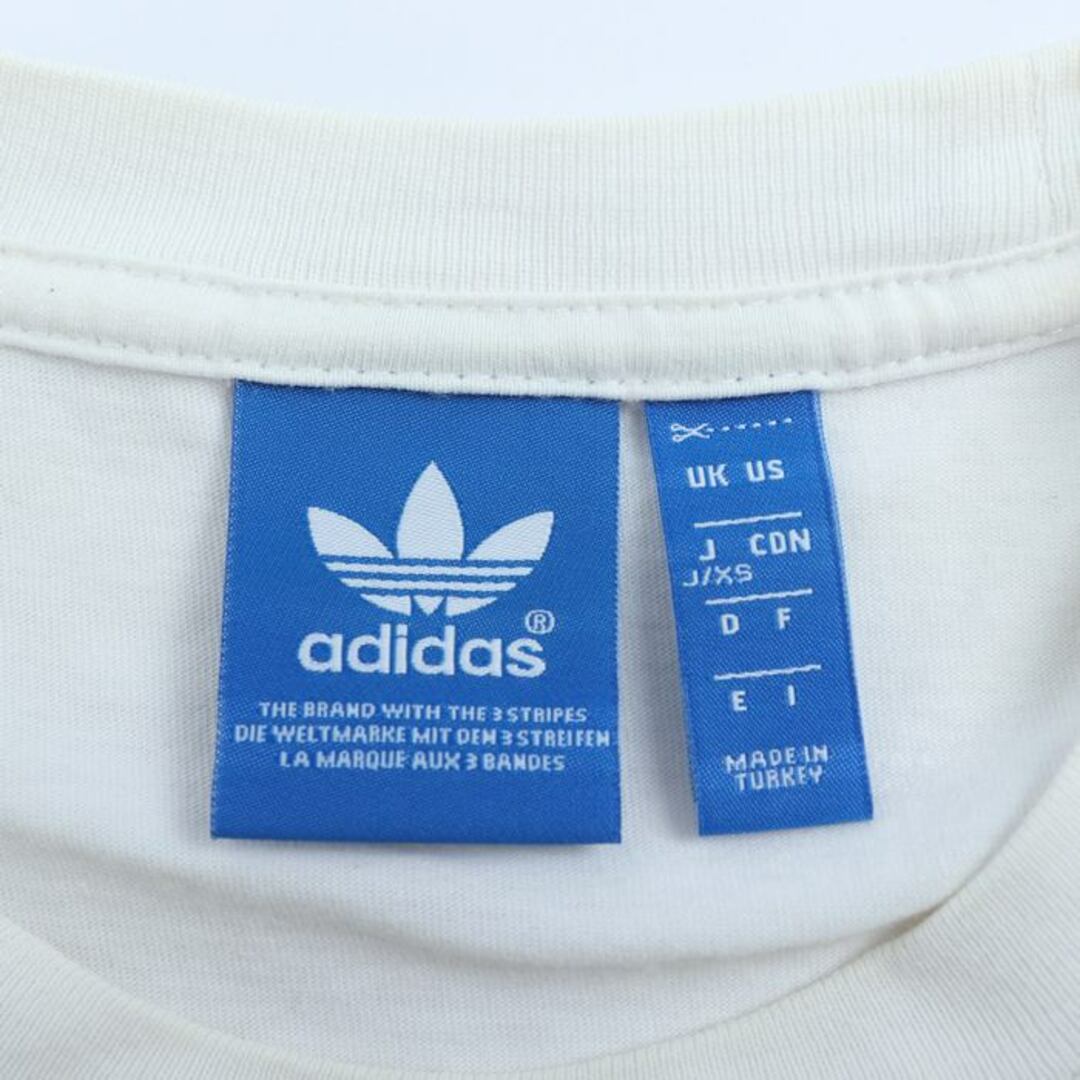 adidas(アディダス)のアディダス 半袖Tシャツ ロゴT スポーツウエア コットン100% メンズ XSサイズ ホワイト×ブラック adidas メンズのトップス(Tシャツ/カットソー(半袖/袖なし))の商品写真