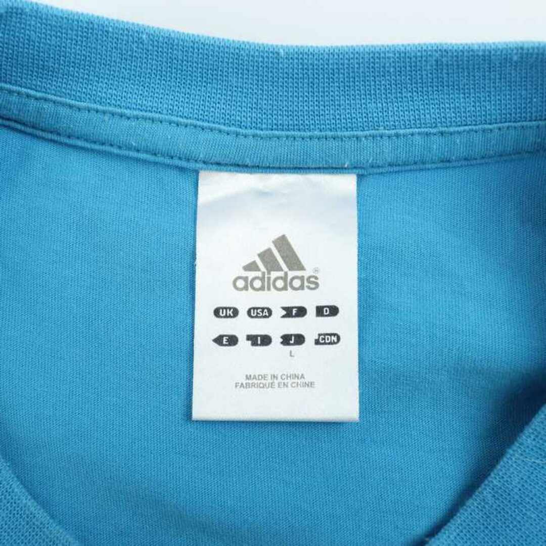 adidas(アディダス)のアディダス 半袖Tシャツ グラフィックT スポーツウエア メンズ Lサイズ ブルー×ブラウン adidas メンズのトップス(Tシャツ/カットソー(半袖/袖なし))の商品写真