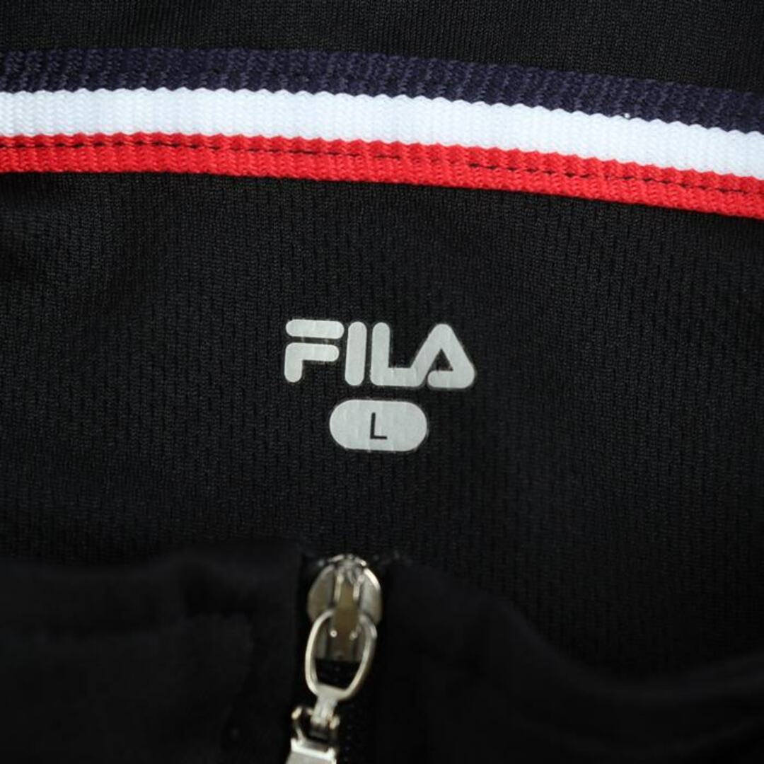 FILA(フィラ)のフィラ 半袖ポロシャツ ハイネック ハーフジップ ゴルフウエア メンズ Lサイズ ブラック×グレー FILA メンズのトップス(ポロシャツ)の商品写真