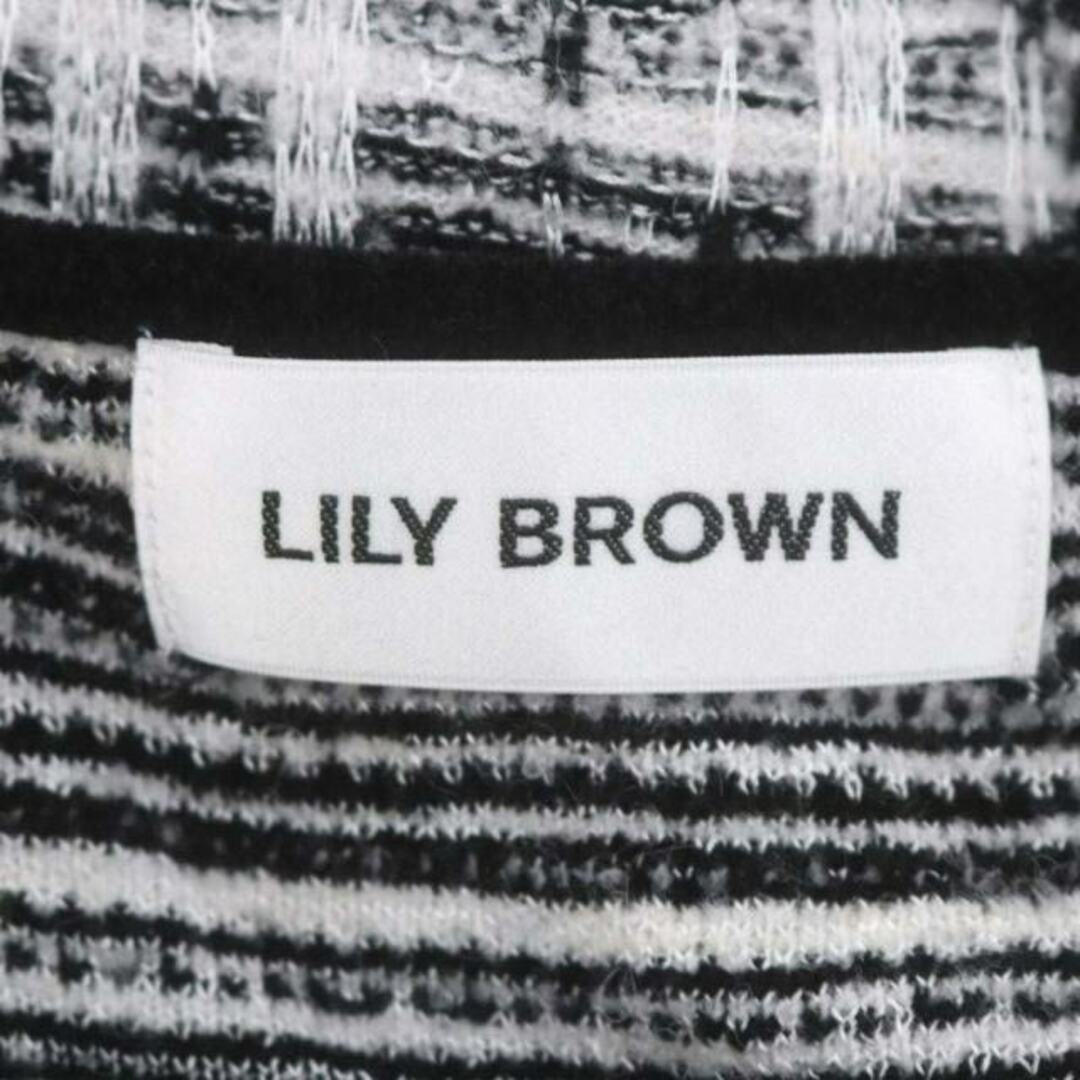 Lily Brown(リリーブラウン)のリリーブラウン ツイードニットロングワンピース ロング丈 長袖 F 黒 白 レディースのワンピース(ロングワンピース/マキシワンピース)の商品写真