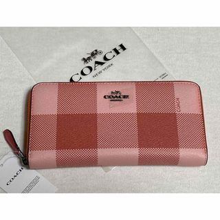 コーチ(COACH)の新品　COACH 長財布　チェック　ピンク　レッド(財布)