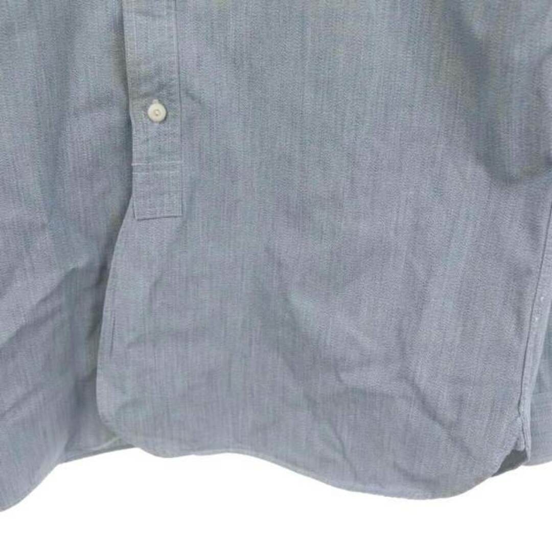 RRL(ダブルアールエル)のダブルアールエル コットン ノーカラー シャツ 長袖 M 青 ブルー 白 メンズのトップス(シャツ)の商品写真