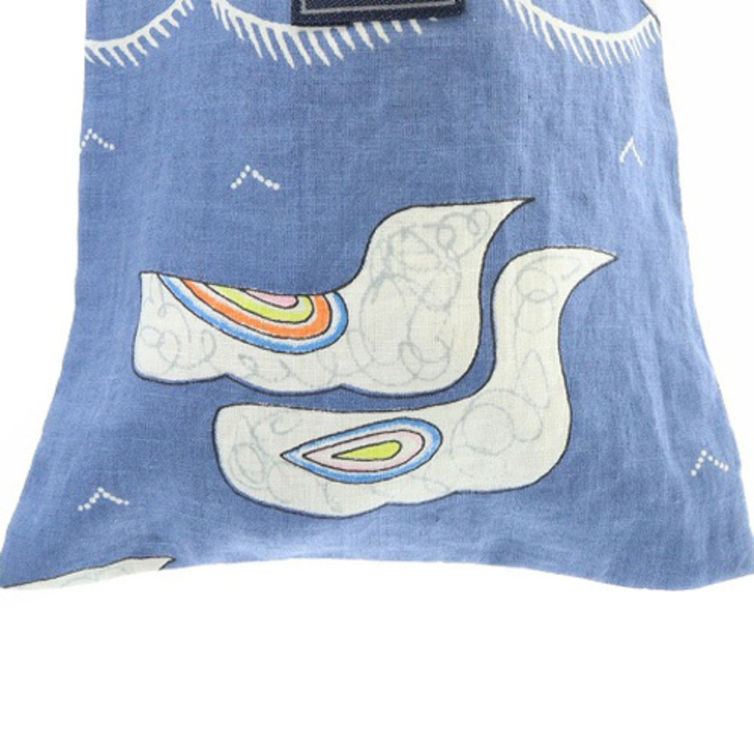 mina perhonen(ミナペルホネン)のミナペルホネン ミニバッグ ハンドバッグ リネン 麻 ロゴ 青 レディースのバッグ(ハンドバッグ)の商品写真