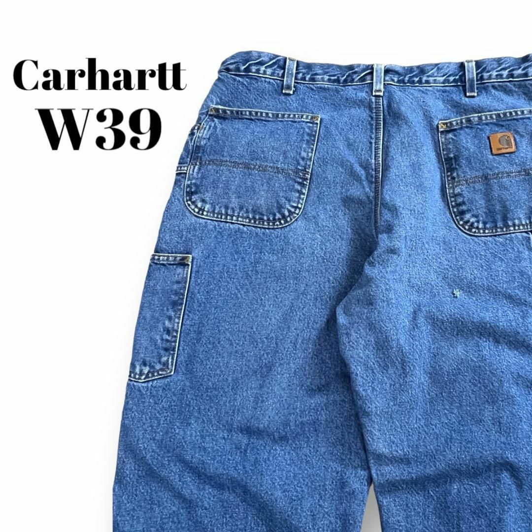 carhartt(カーハート)のカーハート　ジーンズ　デニムパンツ　裏起毛　厚手　古着　ライトブルー　W39 メンズのパンツ(デニム/ジーンズ)の商品写真