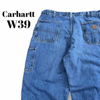 カーハート(carhartt)のカーハート　ジーンズ　デニムパンツ　裏起毛　厚手　古着　ライトブルー　W39(デニム/ジーンズ)